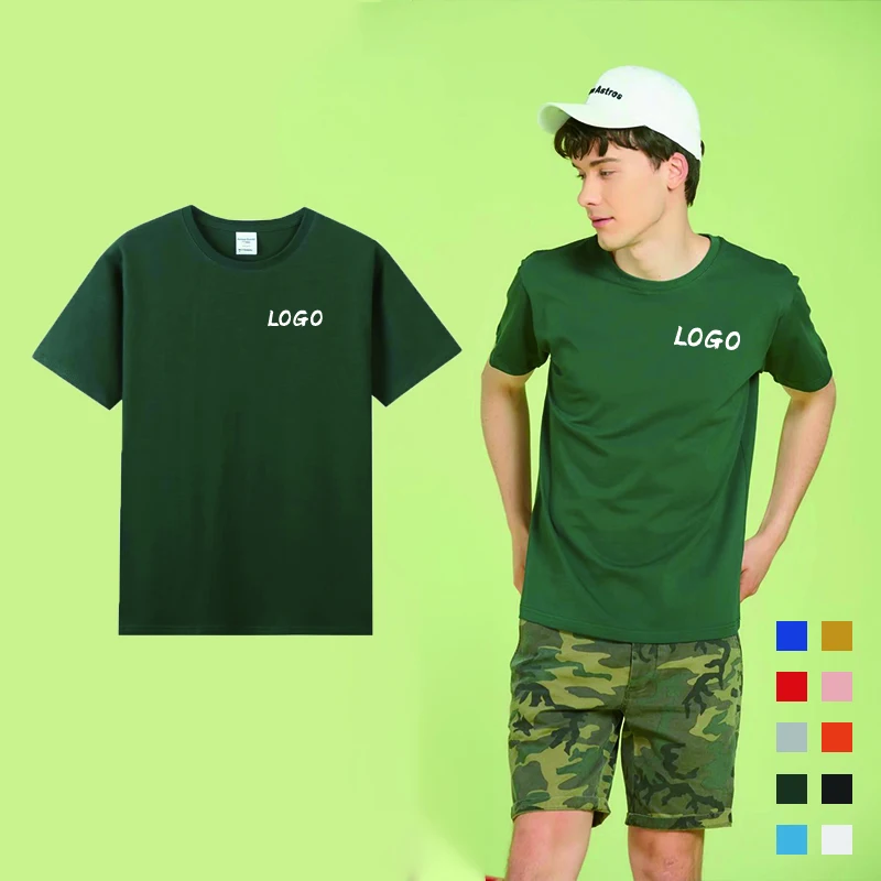 

100% cotton printed blank T-shirt embroidered OEM high quality short sleeve T-shirt for men and women customized LOGO, 10