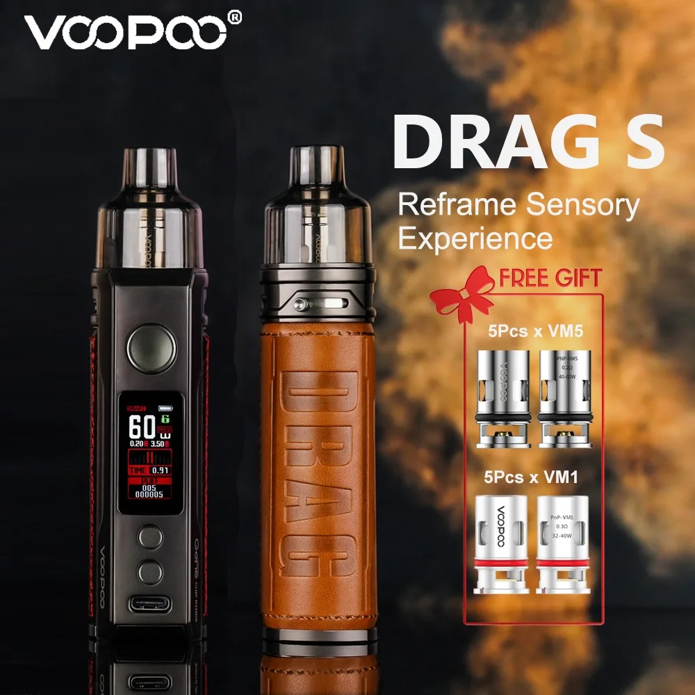 

Original VOOPOO Drag S Mod Pod Kit 60W 2500mAh Built-In Battery 4.5ml Sales Promotion