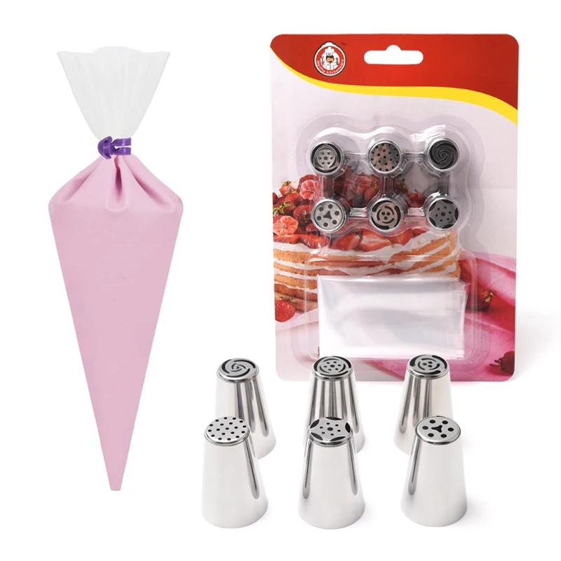 

Stainless Steel Russian Cake Decorating Piping nozzles Tips Set pastry bags, Pink