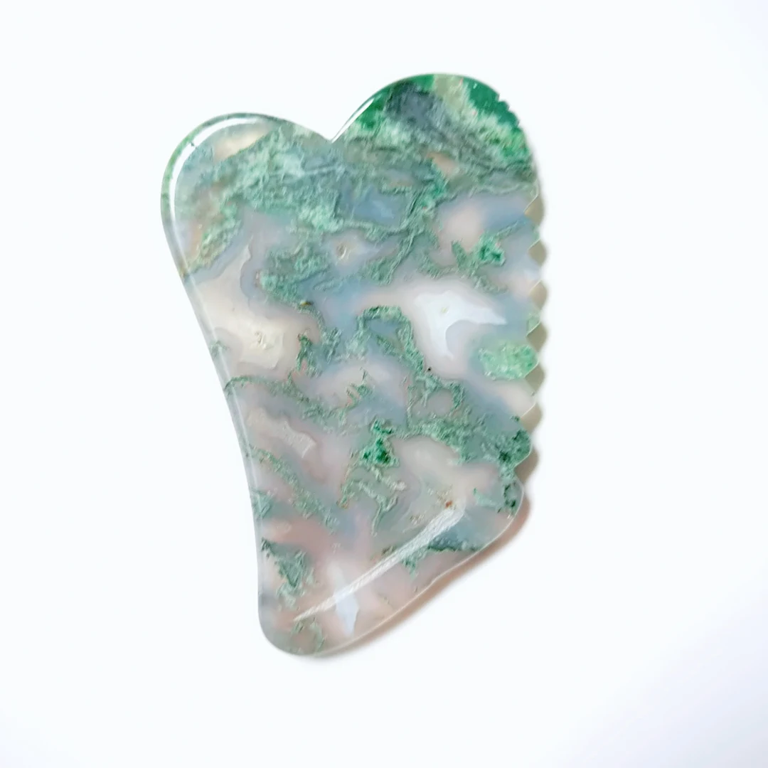 

New Arrival Gua Sha Scraping Massage Tools Natural Spiky Moss Agate Square Shape Guasha Board for SPA Treatment