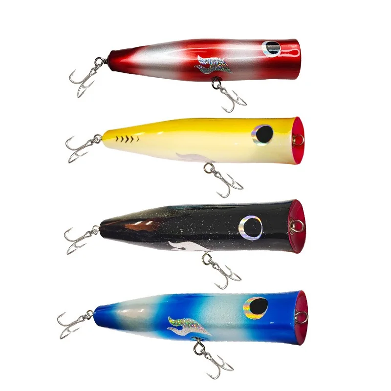 

Hot sale wooden fishing lure 115g artificial timber bait popper lure, Various color