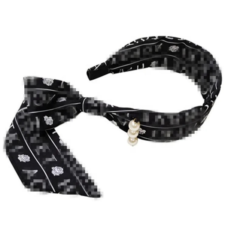 

Letter Striped Streamer Headband Fashion Classic Temperament Headband Women's Fabric Simple Hair Band, Picture