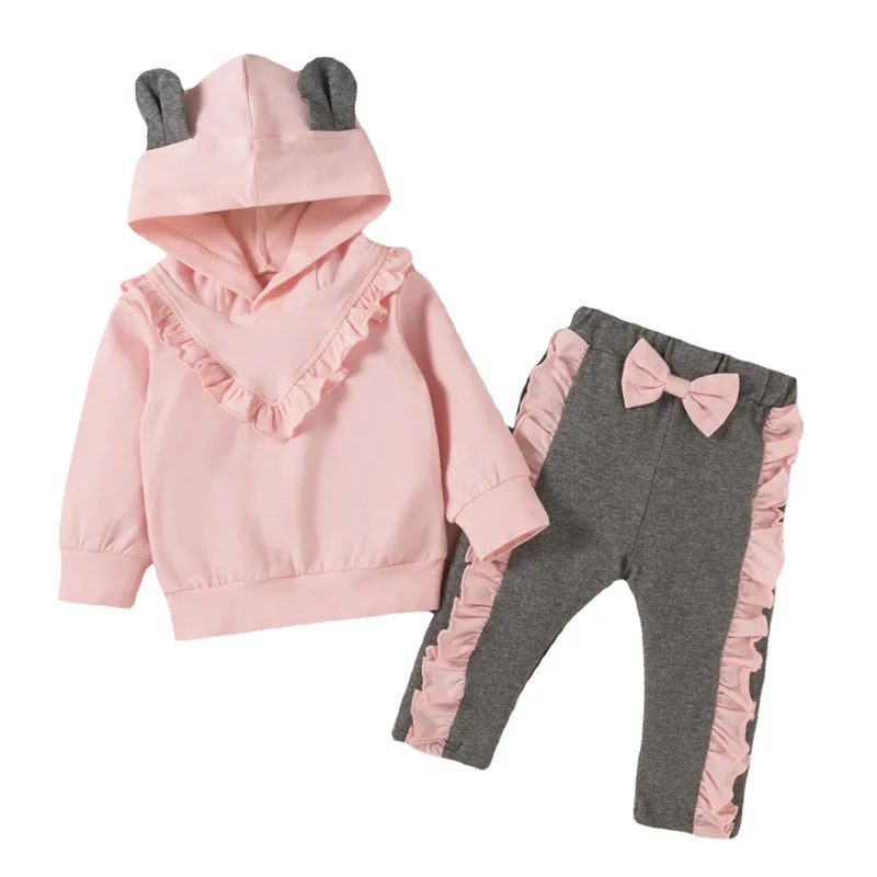 

Autumn Hooded Blouse Pant Suits Kids Designers Clothing Sets Girls Hoodies Tops Pants Outfits Baby Clothes Tracksuit, 2 colors to choose