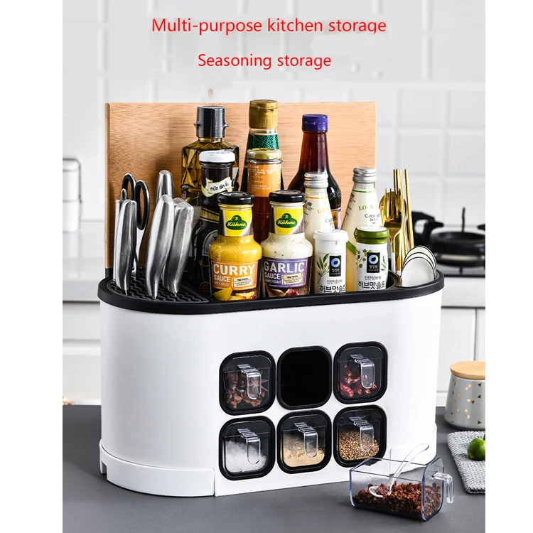 Multifunctional Kitchen Seasoning Box Rack Spice Kitchen Plastic
