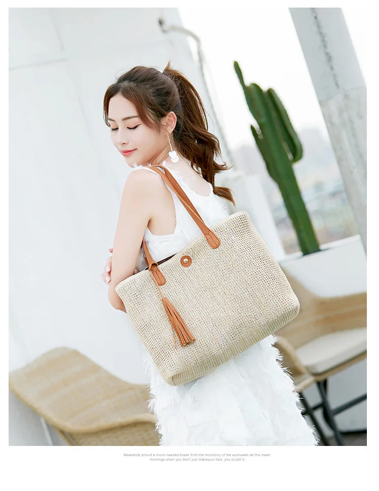 

Twinkle women 2021 summer large straw beach bags