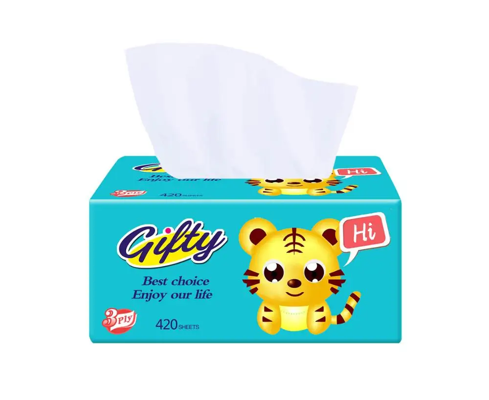 

100% Virgin Wood Pulp Soft 3 Ply Facial Tissue Paper In Stock For Baby, White