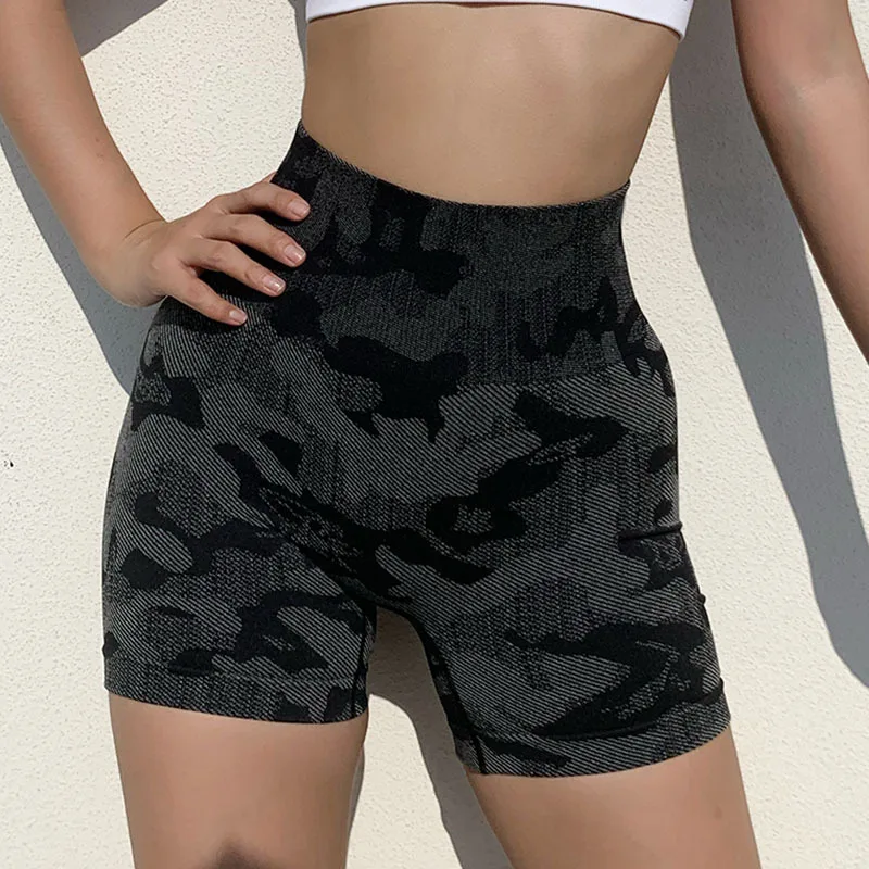 

Camouflage Booty Shorts Seamless Gym Workout Shorts High Waisted, Customized colors