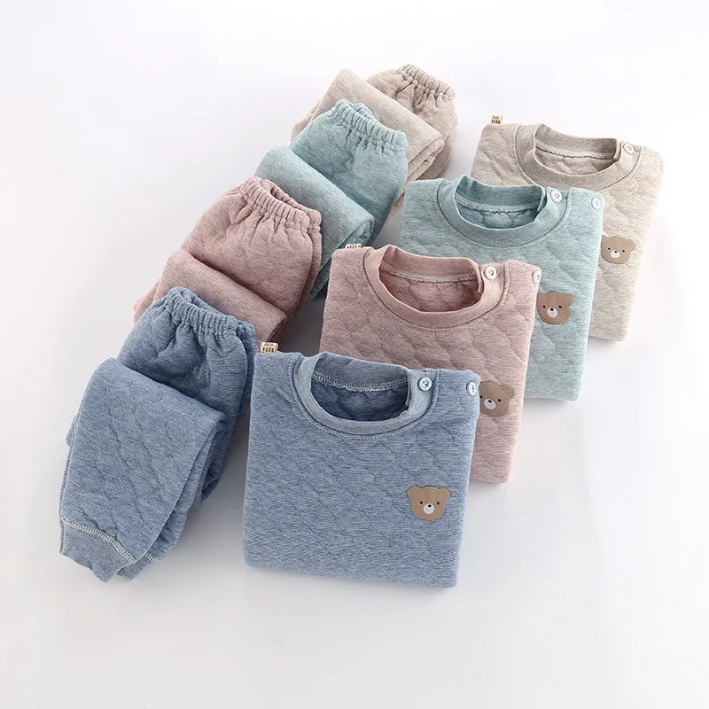 

Ivy40179A Winter 2020 warm kids thicken pajamas boys clothing set girls thermal sleepwear, As pic