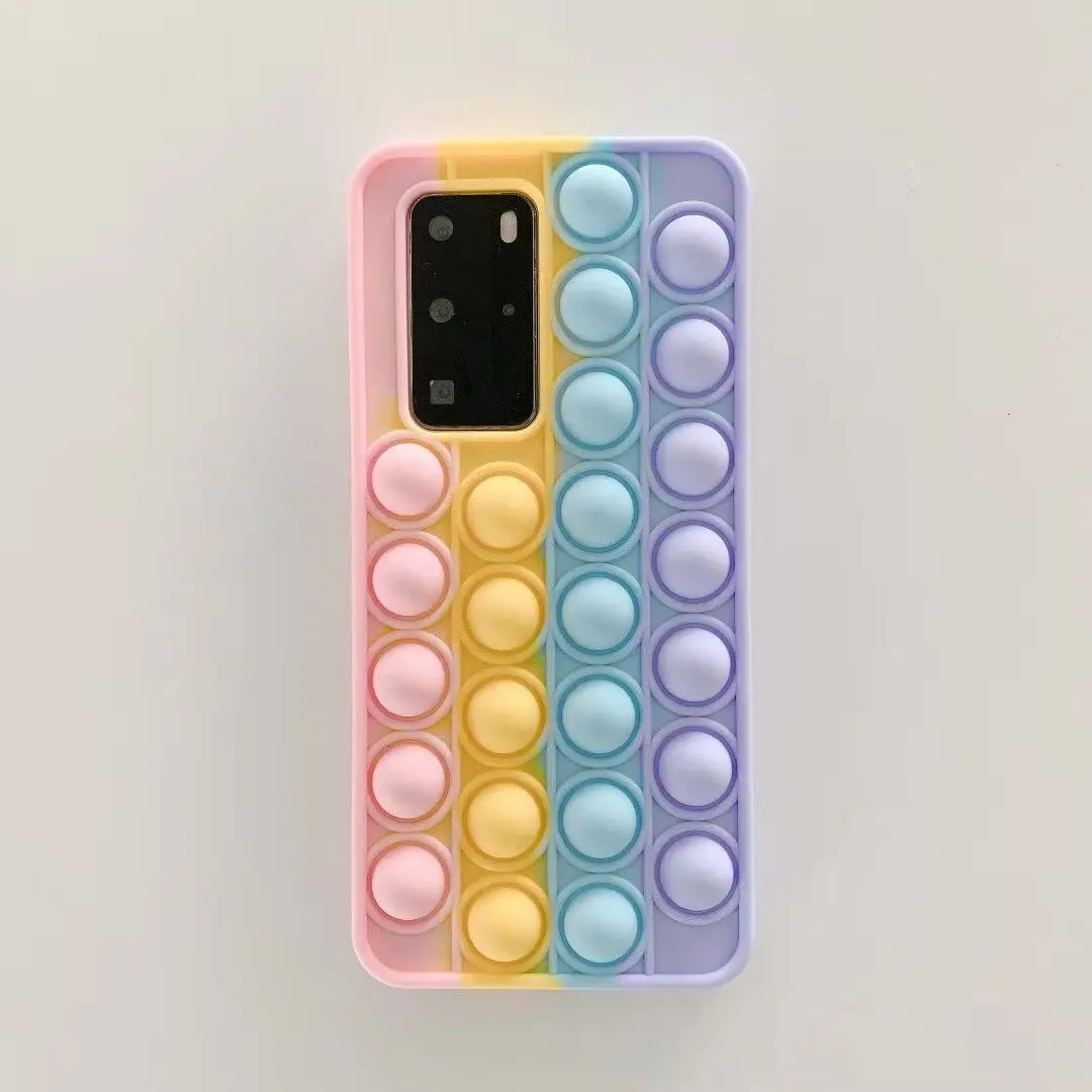 

3D Decompression Phone Cases Pop It Fidget Case For Huawei P30 P40 Pro Mate 40 30 Nova 8 7 6 5 Rainbow Soft Silicone Cover