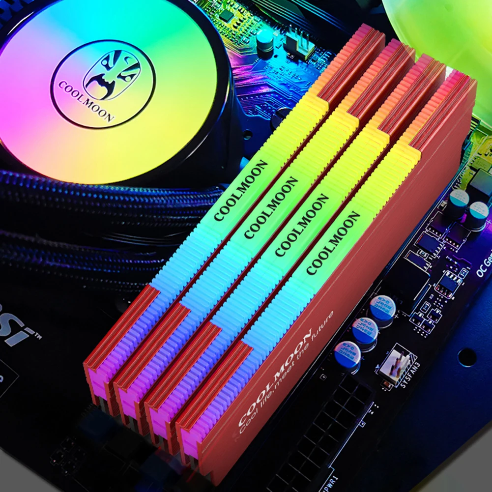 

aluminum DDR3 DDR4 Memory RGB Ram Heatsinks for Memory Cooling, Gray/red