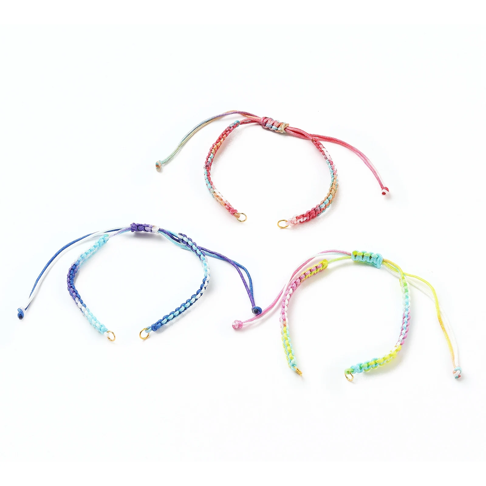 

PandaHall Adjustable Segment Dyed Polyester Thread Braided Beaded Bracelet Making, Mixed color