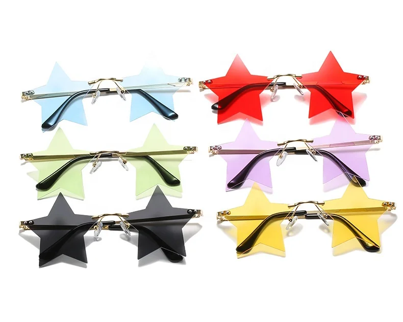 

New Fashion Star Colorful Sun Shades party shades Rimless 2021 New Style Star Luxury Designer Branded Eyeglasses