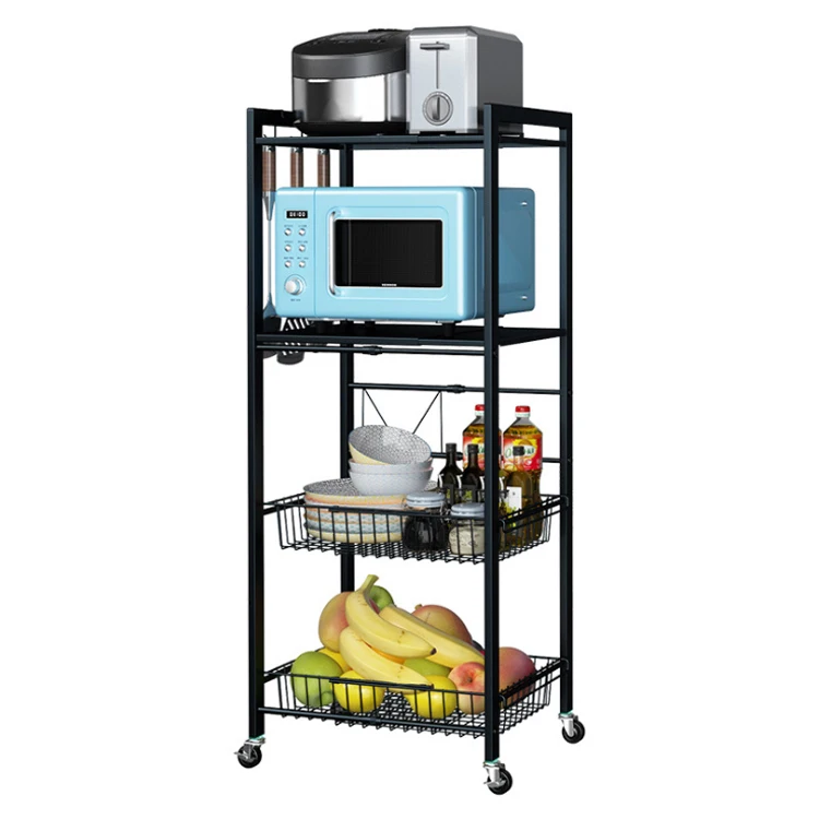 
New design Metal 4-Tier movable kitchen trolley with Kitchen Storage Cart 