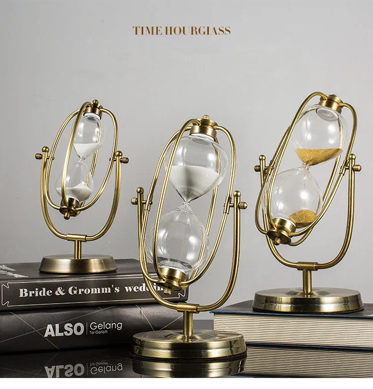 60-minutes MyGift 30,5 cm brass-tone metal rotating Hourglass Sand timer 