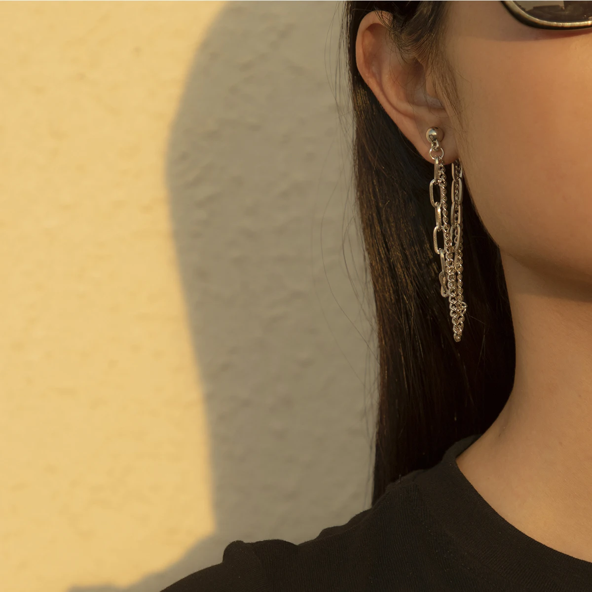 

SHIXIN Wholesale Fashion Line Earring Simple Anch Chain Long Earring Funky Hanging Women Figaro Link Earring Female Jewelry, Gold,silver