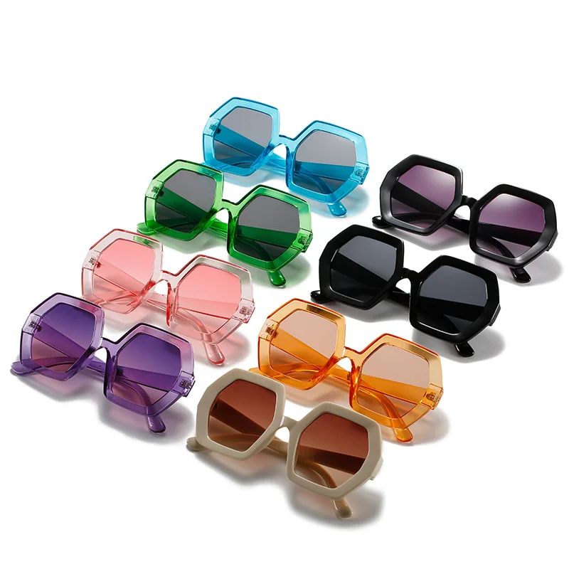 

Fashion Candy Color Polygon Sunglasses Square 2021 Women Trendy Plastic Retro Ladies Sunglasses, 8 colors