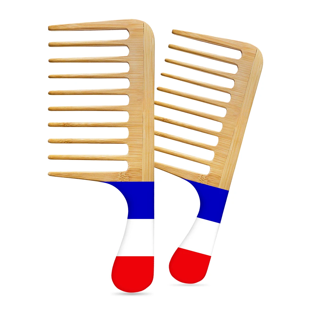 

Private lable Natural bamboo wide tooth long handle comb