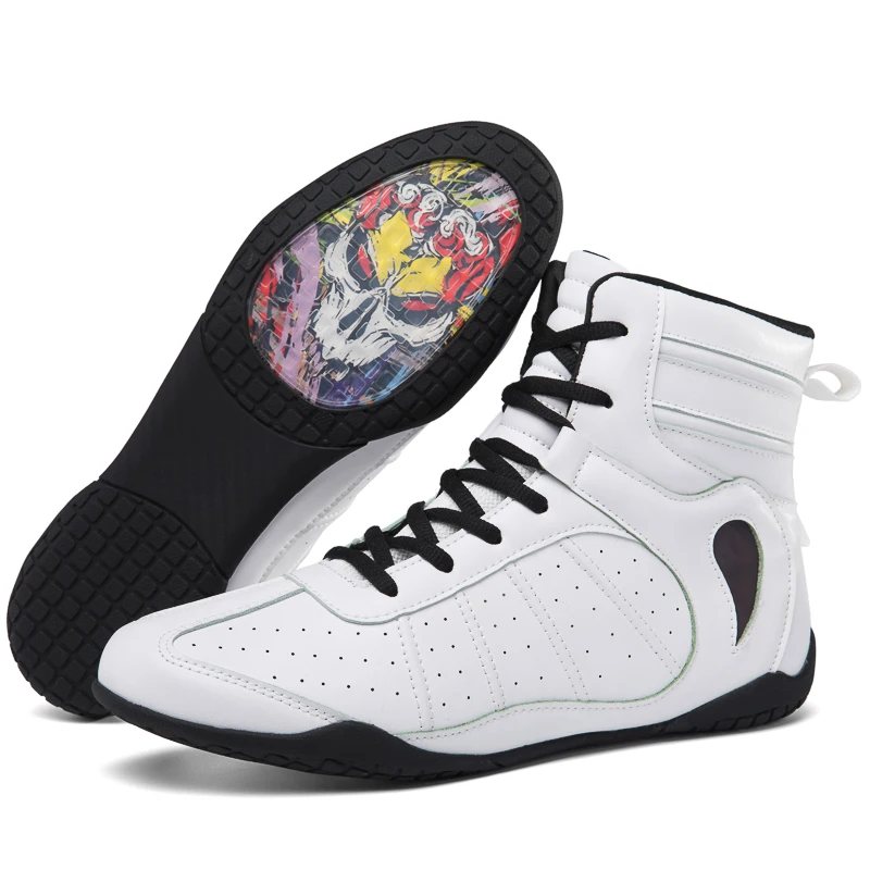 

Wholesale Stock Breathable Cycling shoes Sport Black White Boxing Boots Wrestling Shoes, Picture