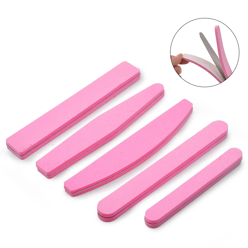 

10Pcs Replacement Grit Self-adhesive Sandpaper With Stainless Steel Handle Pink Thick Sponge Nail File Set Nail Buffer Tools