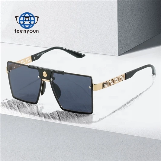 

Teenyoun Wholesale Style Classic Design Fashion Trendy Luxury Big Frame Square Metal Light Shade Sunglasses 2023 New