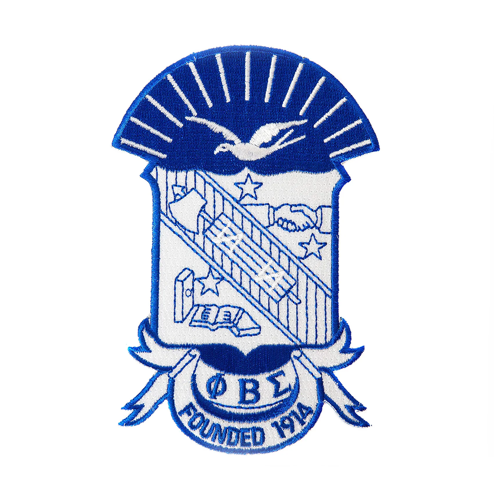 

Phi Beta Sigma Fraternity Embroidered Applique Crest Patch / Iron On Greek Crest Patch, Pantone color