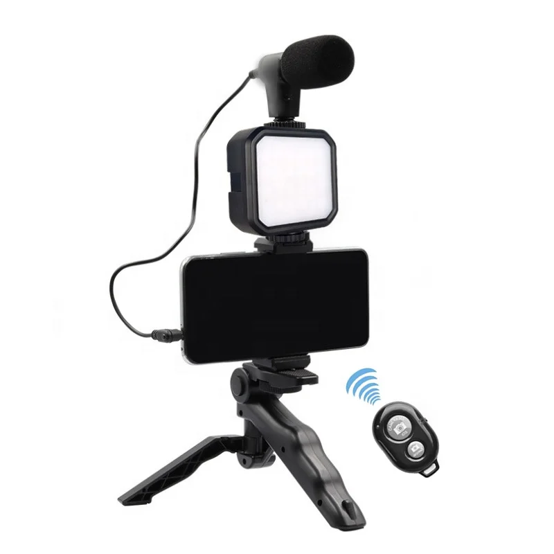 

Amazon Hot Selling Vlogging Lights Ring With Remote Youtube Camera Light And Microphone Kit, Black