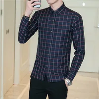 

2019 Autumn mens new design casual shirts popular plaid polo Shirt