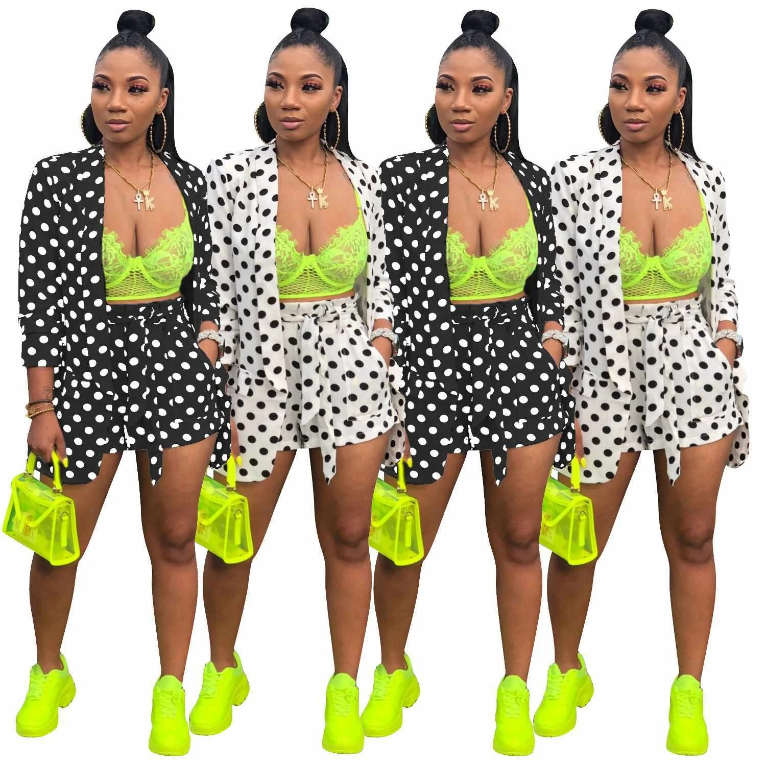 

sexy plaid dot printing clothing women two piece outfits