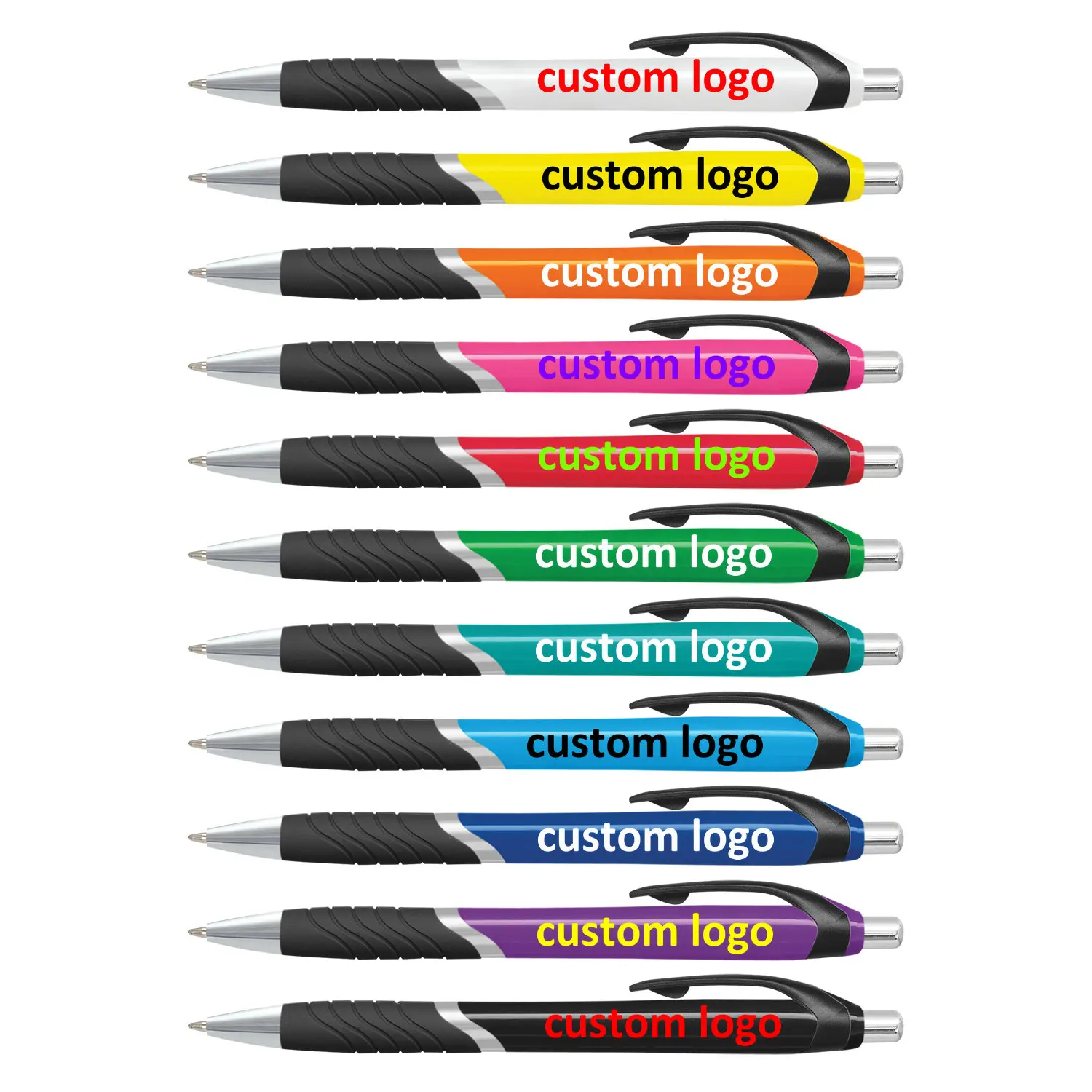 Retractable Promotional Custom Logo Print Plastic Ball Pen With Soft