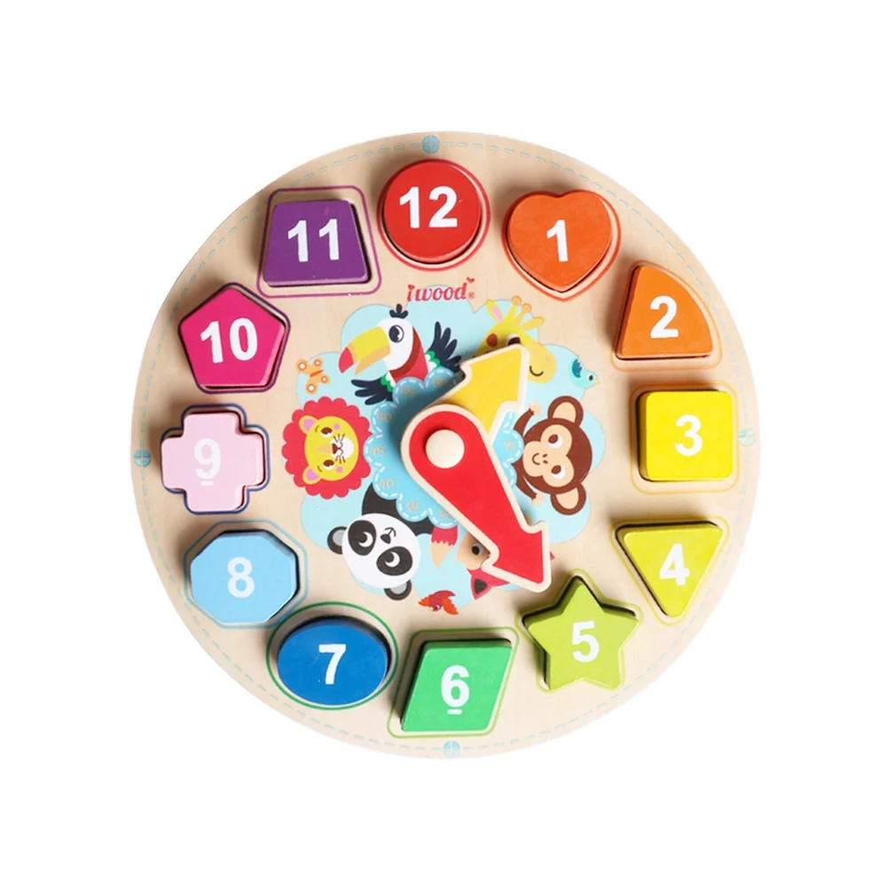 

3D Wooden Clock Puzzle Montessori Toy Clock Shape Puzzle Wooden Educational Toy