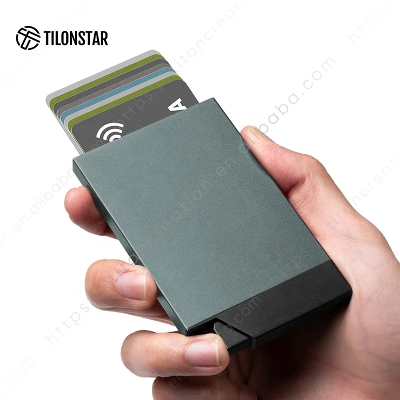 

TILONSTAR TVC500 Custom Rfid Pop Up Credit Card Case Aluminum Slim Gift Card Holder For Men