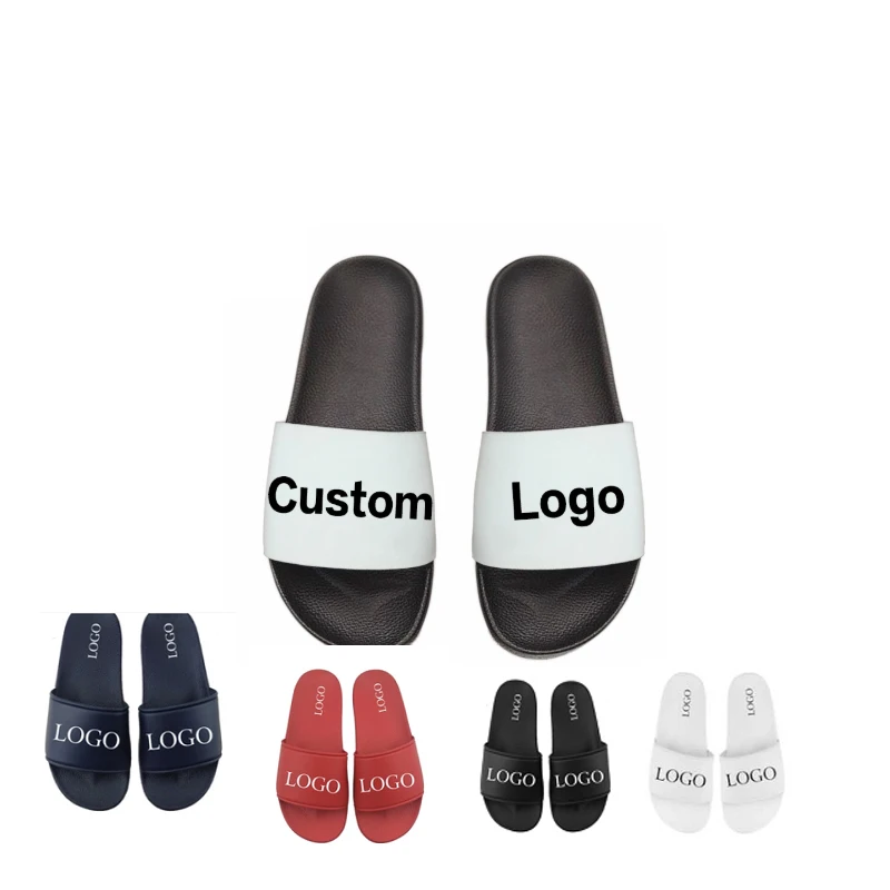 

Unisex customized logo service PVC Sliders Footwear Slippers For Men custom slider sandals, 12 colors to choose