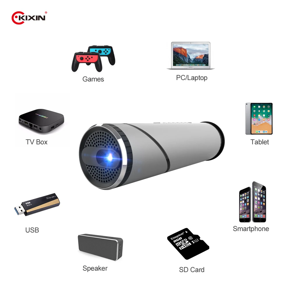 
Mini Projector DLP 1080p Smart Android Wifi BT Mobile Phone Projector for Home Theater/Outdoor/Meet Use 