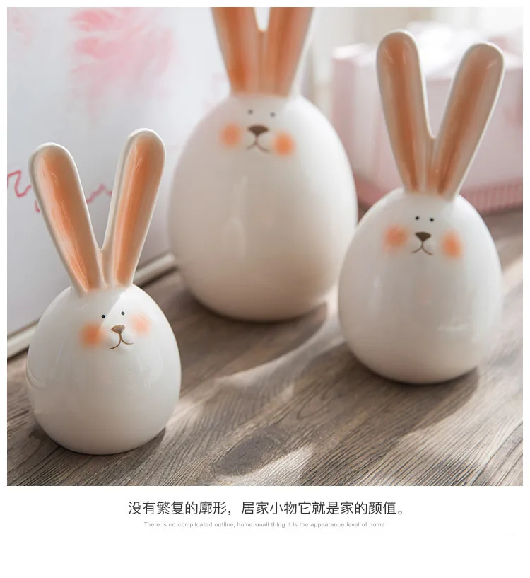Dropship Custom Home Decoration Accessories Living Room Colored Ceramic Rabbit Figurine