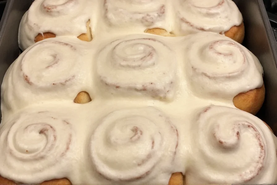 Step-by-step process of making cinnamon roll icing with heavy cream
