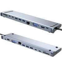 

12 in 1 USB C Hub docking station 4K HD MI, VGA, RJ45 Ethernet, 3 X USB3.0 Ports, 87W PD, SD/TF Card reader, 3.5mm Audio