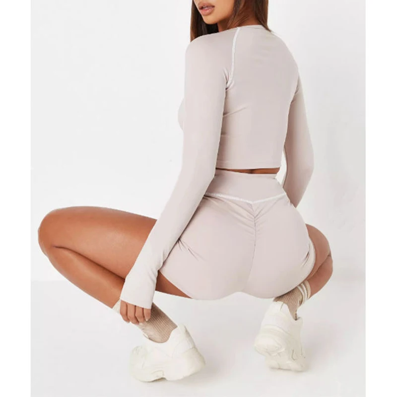 

Yoga Suit 2 piece Sports Shirts Crop Top Shorts Leggings Gym Clothes Fitness Tracksuit Workout Set