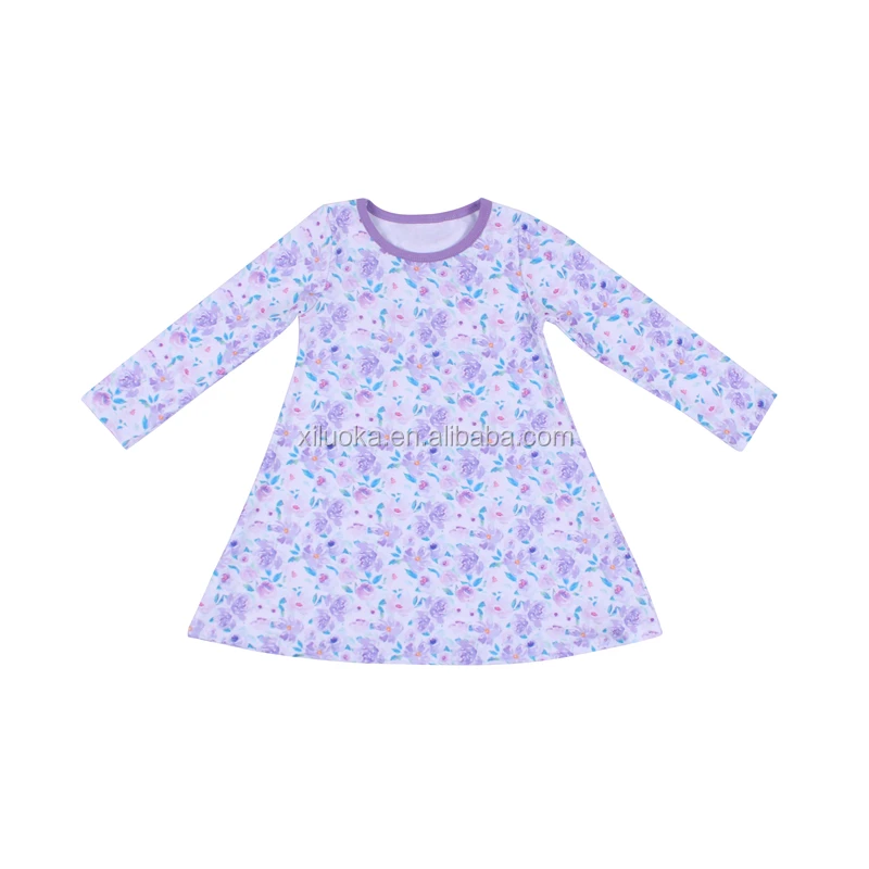 

High Quality Long Sleeve Children Spring Clothing Girl Flower Twirl Dress
