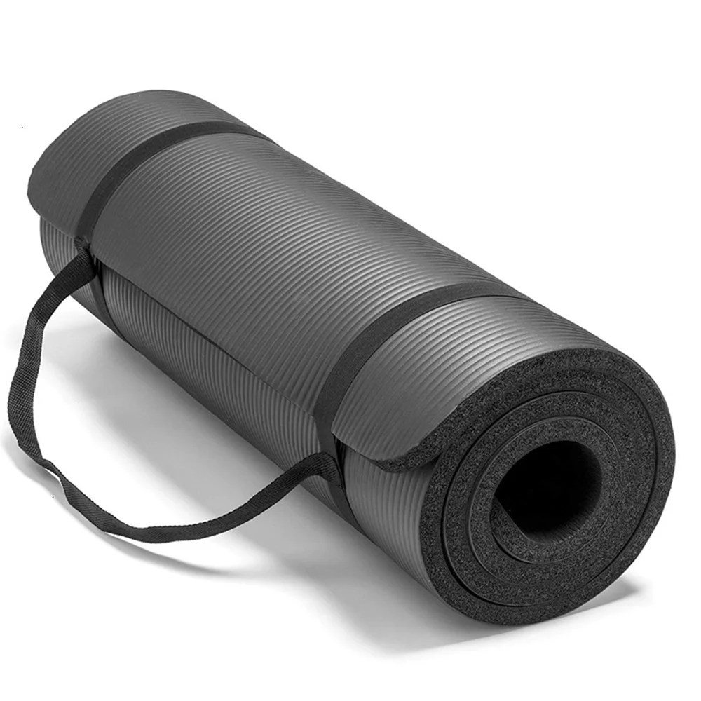 

Wholesale Custom Cheap 10mm 15mm 20mm Thick Black Exercise NBR Yoga Mat Oem With Carry Strap, 13 colors in stock,or pantone customized