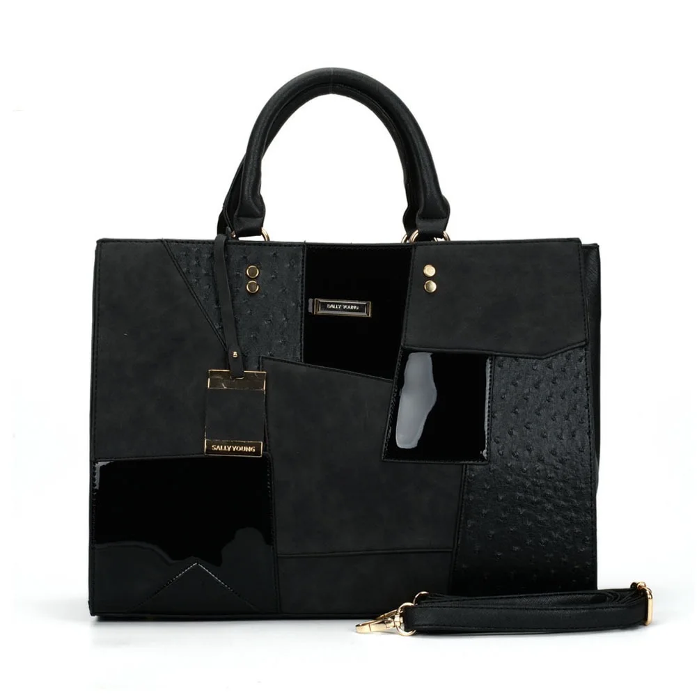 

2021 Fashion Large Capacity Lady s Handbag PU Leather Lady s Messenger Bag Splicing Handbag