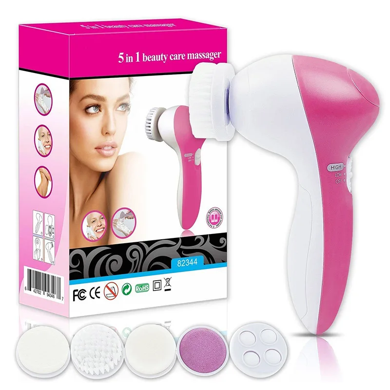 

Private Label Super 5 in1 Electric Facial Cleaning Brush Device Sonic Face Cleansing Brush, Pink+white