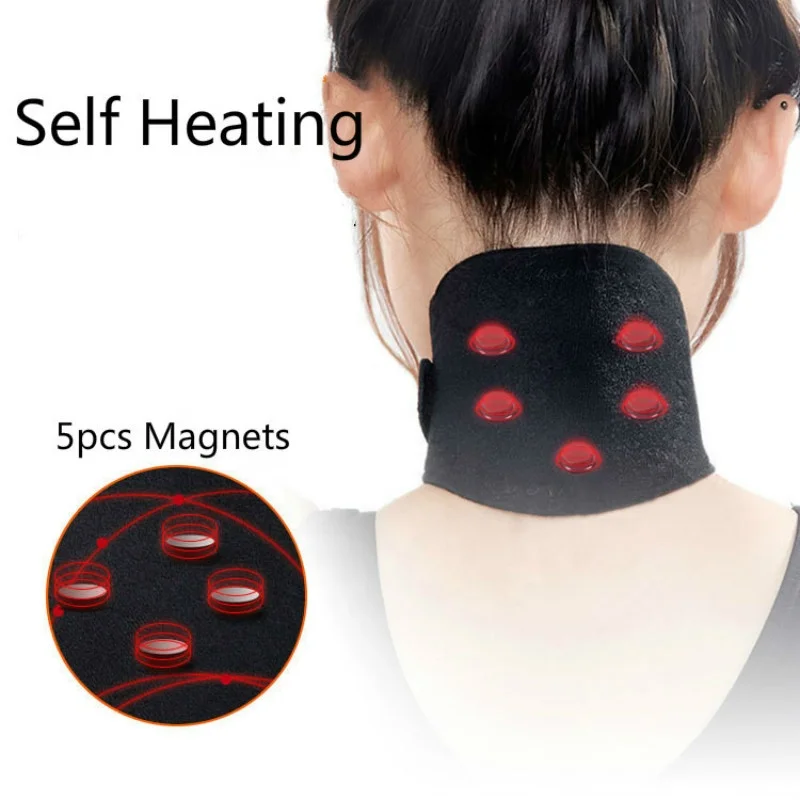 

Tourmaline Self Heating Neck Pads Magnet Thermal Neck Brace Support Belt Cervical Vertebra Protection, Black, blue