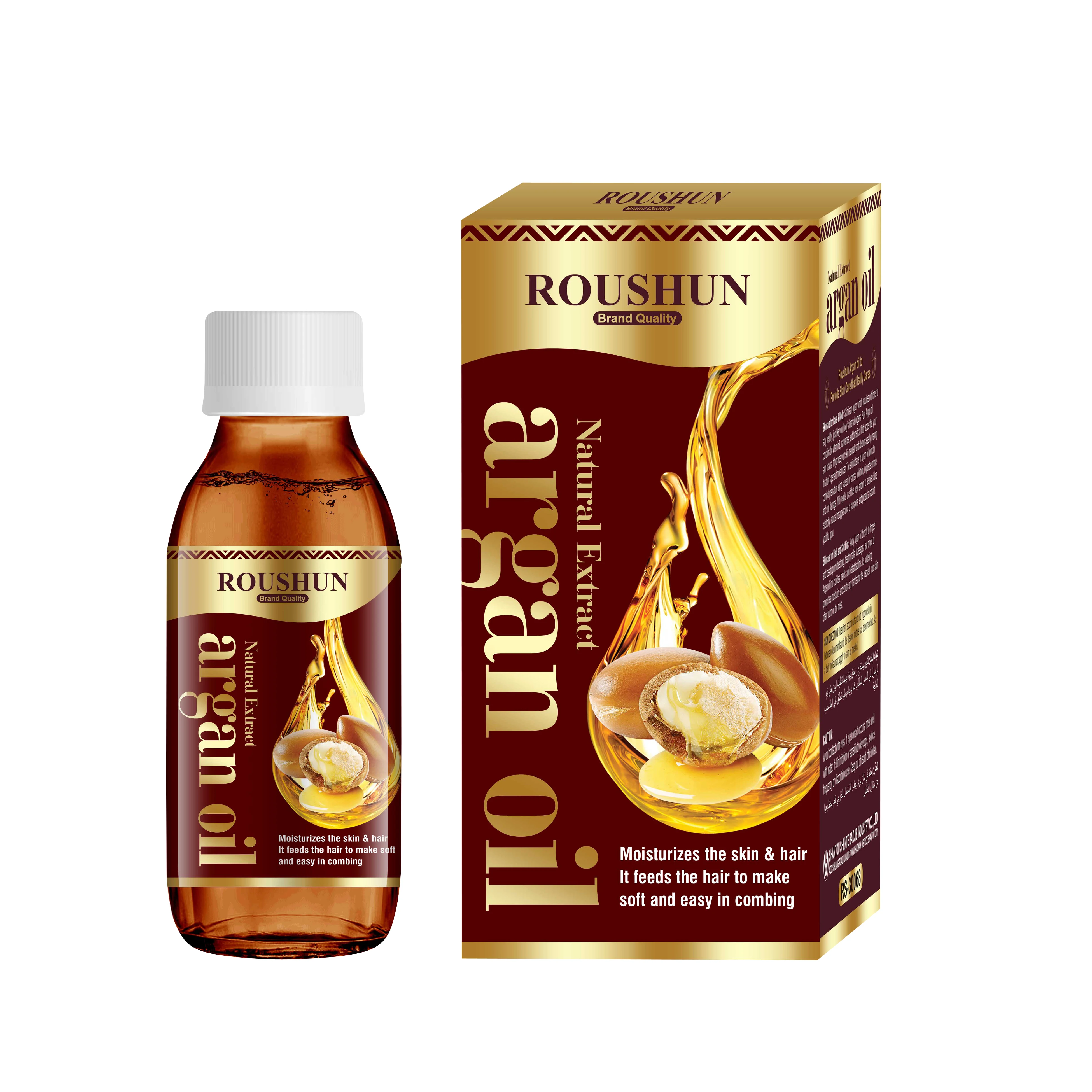 

Roushun Argan Natural Oil Premium Oil 100% Pure Moisturizing Oil OEM Private Label 125ml, Transparent