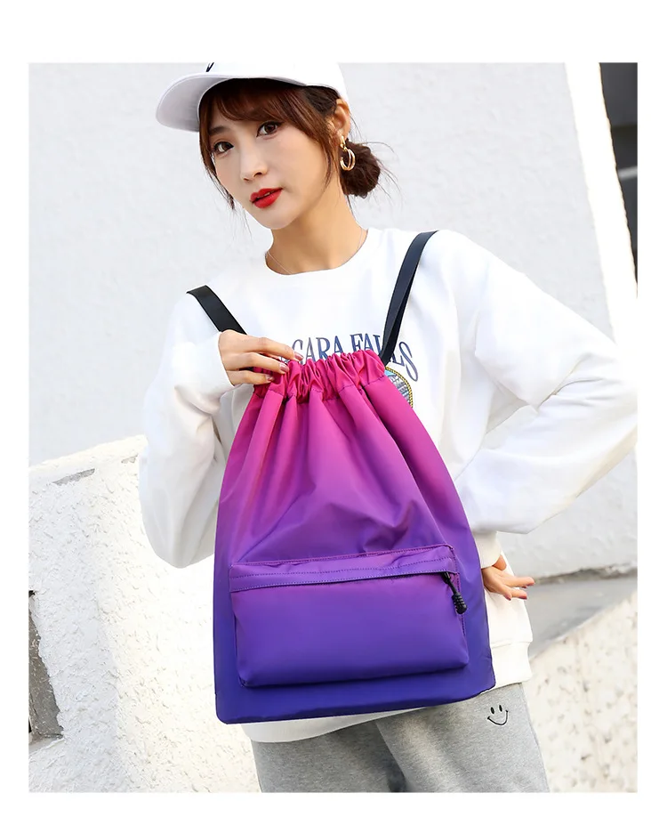 

2021 New simple large capacity gradient color drawstring backpack wholesale shopping and date backpacks, 2 colors