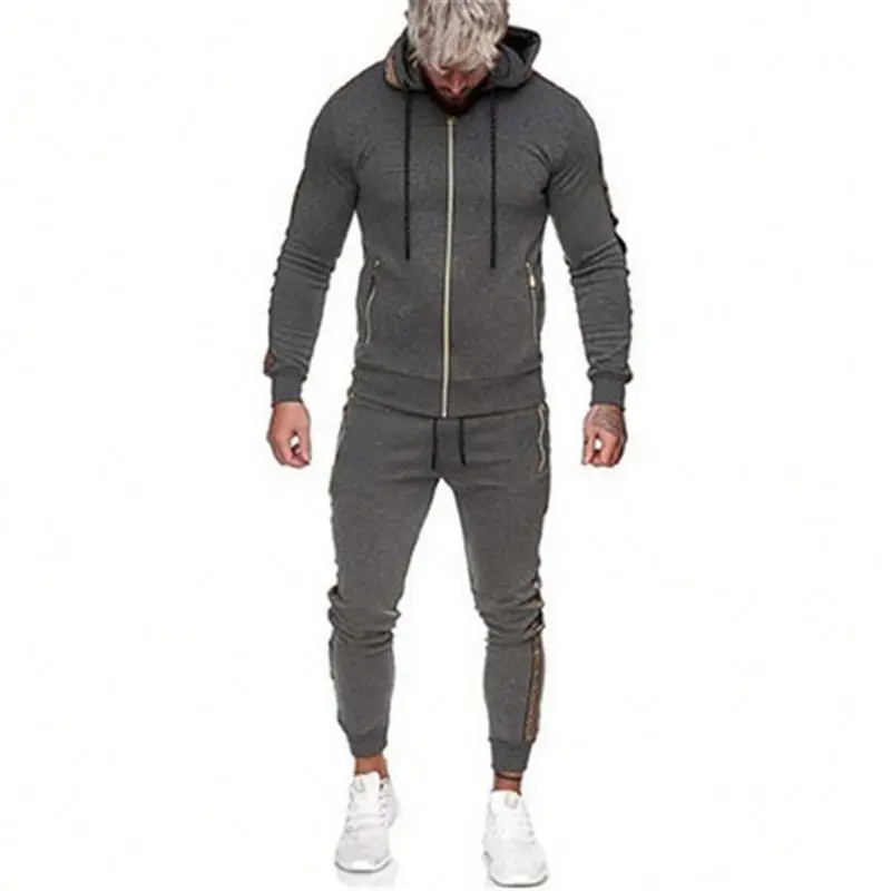 

Fashion Autumn Euramerica New Men's Sports Plus Size Hoodies Trousers Wholesale Sweater Suit in Stock