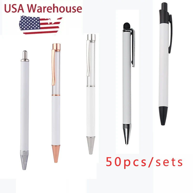 

USA warehouse White Ballpoint Pen Custom Logo Pens Sublimation pen