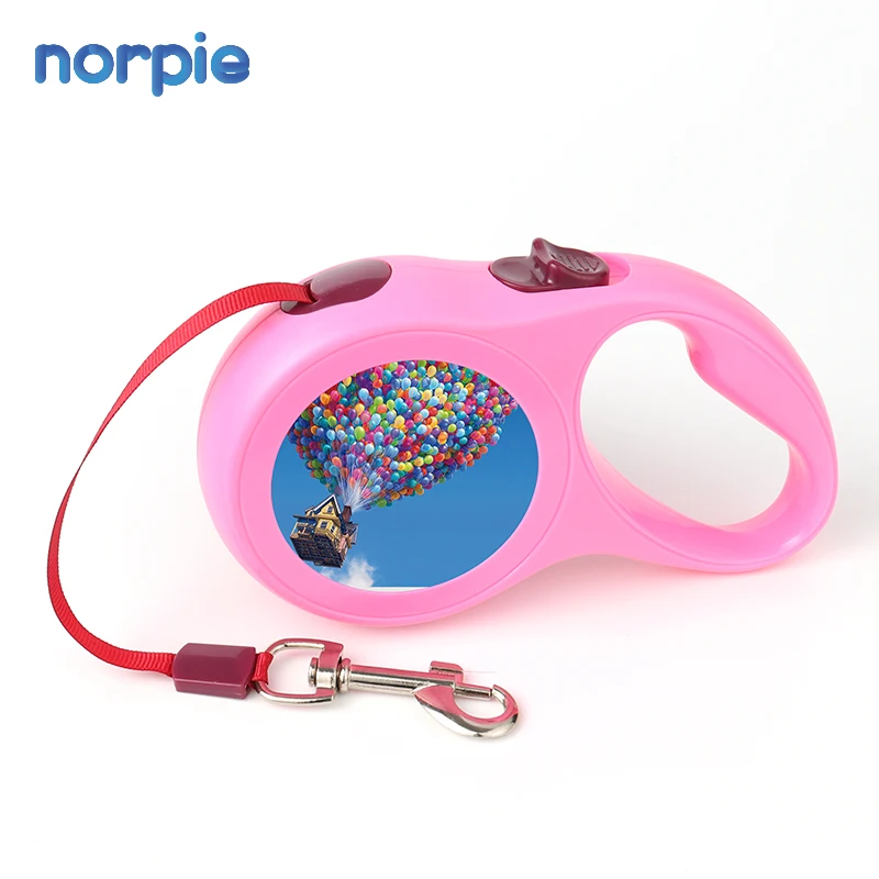 

Low MOQ Safe Plastic Material Blank 5m Sublimation blank Retractable Pet Leash, Pink/black/red/blue