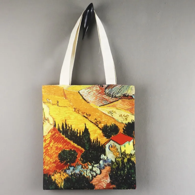 

Colorful Woldwild Famous Paiting Sublimation canvas Tote bags with custom printed and low MOQ