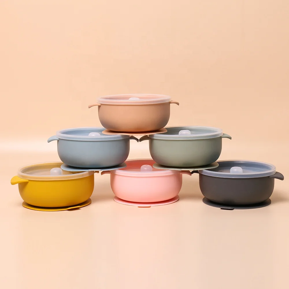 

kids spoon silicone suction lid bowls for baby