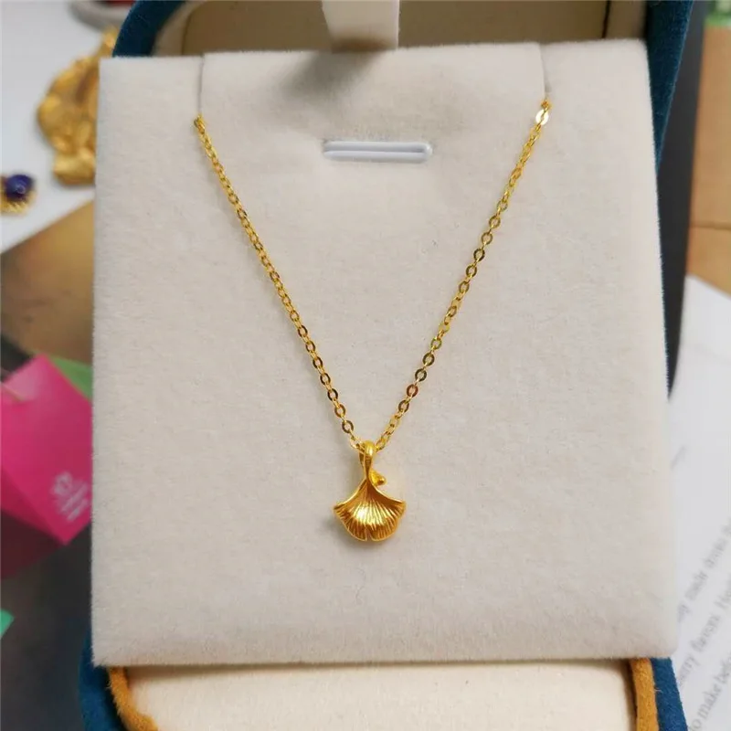 

18k chain 24K Pure Gold pendant 3D Hard Gold Classic Charms Heart Necklace Women Jewelry